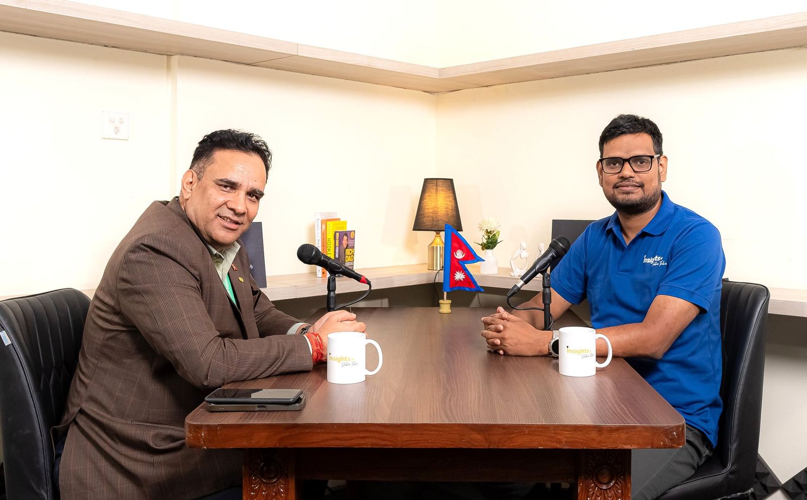 Shekhar Thakur recording an episode of Insights with Shekhar Thakur
